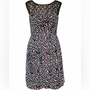 Betsey Johnson FY02W85  Womens Black Multi Lace Neckline Floral Lined Dress 4